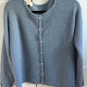 Sezane Sky Blue Button-Front Knit Gaspard Cardigan